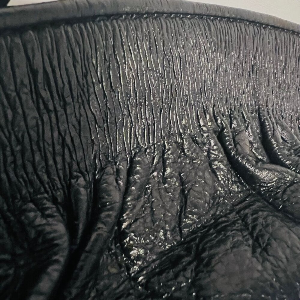 Banana Republic Black Soft Cow Leather Clutch/Wristlet Purse-Roomy-Zip Up-Prom - Picture 9 of 13